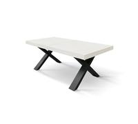 Tavolo allungabile AMALFI in legno bianco frassinato e gambe a X antracite, allungabile 180x90 cm - 260x90 cm