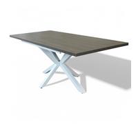 Tavolo allungabile antracite e bianco struttura in metallo con piano in melamina effetto legno 90x160/200xH75 cm Gariè