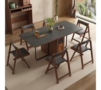 Tavolo allungabile con Sedie, Ripiano da Pranzo Pieghevole Apertura a Libro, Tavolo ausiliario richiudibile per piccoli spazi, cucina, sala da pranzo, nessun montaggio richiesto(Gray+6 Chairs)