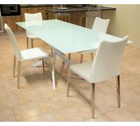 Tavolo Allungabile in Vetro Bianco con Gambe Bianco 160x90x75 - Elegance