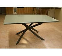 Tavolo Allungabile in Vetro Grigio con Gambe Acciaio verniciate Grigio 160x90x75