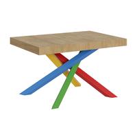 Tavolo Allungabile Piano VOLANTIS design Moderno Dimensioni 90x120xh77 cm estensibile fino a 224 cm telaio 4 colori piano in Legno di Frassino Quercia Natura quercia