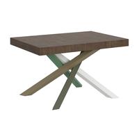 Tavolo Allungabile Piano VOLANTIS design Moderno Dimensioni 90x120xh77 cm estensibile fino a 224 cm telaio 4 colori piano in Legno di Frassino Noce noce