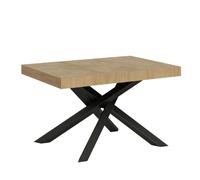 Tavolo Allungabile Piano VOLANTIS design Moderno Dimensioni 90x140x h77 cm estensibile fino a 244 cm telaio ANTRACITE piano in Legno di Frassino Quercia Natura legno