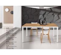 TAVOLO ALLUNGABILE RETTANGOLARE O A LIBRO BASE METALLO PIANO IN ROVERE MODERNO