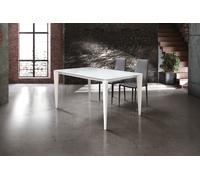 TAVOLO ALLUNGABILE RETTANGOLARE PIANO VETRO GAMBE METALLO MODERNO DESIGN STUDIO