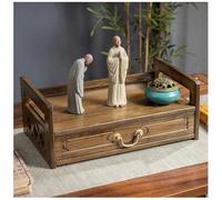 Tavolo Altare a 3 Ripiani con Cassetto Tavolo Puja Tavolo Santuario per Meditazione Spirituale Tavolo da Preghiera in Stile Orientale Armadietto Contenitore,Walnut,42 * 16.5cm/16.5 * 6.5in