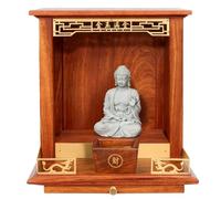 Tavolo Altare Buddha Con Vassoio Portaoggetti Supporto Da Parete E Tavolo Per Santuario Buddista Palissandro Invecchiato Di 20 Anni Per Meditazione E Esposizione Oggetti Sacri(Wood,38CM/14.97IN)