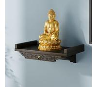Tavolo altare del Buddha, santuario personale da parete, mensola altare buddista in legno per la casa, mensola per il dio della ricchezza, Guanyin, statua del Buddha(Wall-mounted,Small)