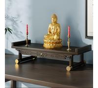 Tavolo altare del Buddha, santuario personale da parete, mensola altare buddista in legno per la casa, mensola per il dio della ricchezza, Guanyin, statua del Buddha(Heightened,Large)