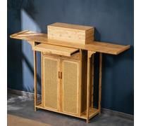 Tavolo Altare in Bambù, Armadio Altare Buddista Cinese con Doppio Sportello e Cassetto, Armadio per Meditazione, Tavolo per Offerte per Soggiorno, Culto Nel Tempio(Natural A,160CM/62.9IN)