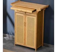 Tavolo Altare in Bambù, Armadio Altare Buddista Cinese con Doppio Sportello e Cassetto, Armadio per Meditazione, Tavolo per Offerte per Soggiorno, Culto Nel Tempio(Natural,80CM/31.5IN)