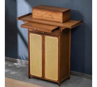 Tavolo Altare in Bambù, Armadio Altare Buddista Cinese con Doppio Sportello e Cassetto, Armadio per Meditazione, Tavolo per Offerte per Soggiorno, Culto Nel Tempio(Brown A,100CM/39.3IN)