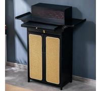 Tavolo Altare in Bambù, Armadio Altare Buddista Cinese con Doppio Sportello e Cassetto, Armadio per Meditazione, Tavolo per Offerte per Soggiorno, Culto Nel Tempio(Black A,100CM/39.3IN)