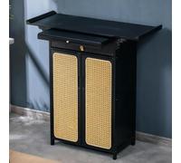 Tavolo Altare in Bambù, Armadio Altare Buddista Cinese con Doppio Sportello e Cassetto, Armadio per Meditazione, Tavolo per Offerte per Soggiorno, Culto Nel Tempio(Black,100CM/39.3IN)