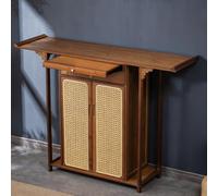 Tavolo Altare in Bambù, Armadio Altare Buddista Cinese con Doppio Sportello e Cassetto, Armadio per Meditazione, Tavolo per Offerte per Soggiorno, Culto Nel Tempio(Brown,120CM/47.2IN)