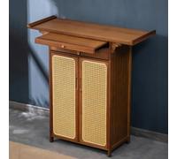 Tavolo Altare in Bambù, Armadio Altare Buddista Cinese con Doppio Sportello e Cassetto, Armadio per Meditazione, Tavolo per Offerte per Soggiorno, Culto Nel Tempio(Brown,100CM/39.3IN)