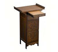 Tavolo Altare, Mobiletto Cinese con Nicchia di Buddha e Contenitore, Mobiletto Altare Buddista in Bambù, Ripiano Estraibile e Cassetto, per il Culto a Casa o al Tempio(Walnut,26in/66cm)