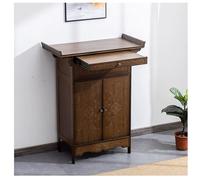 Tavolo Altare, Mobiletto Cinese con Nicchia di Buddha e Contenitore, Mobiletto Altare Buddista in Bambù, Ripiano Estraibile e Cassetto, per il Culto a Casa o al Tempio(Walnut,39in/100cm)