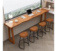 Tavolo alto da bar in legno massello, stile industriale, tavolo da pranzo per balcone, tavolo rustico da bancone, tavolo da bar lungo in legno, sgabelli non inclusi (180 x 45)