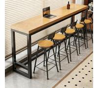 Tavolo alto da bar in stile industriale, tavolo da pub lungo e stretto in legno massello con struttura in metallo, tavolo da bar rustico per cucina, balcone(solo tavolo)(Wood,120cm/47.2in)