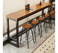 Tavolo alto da bar in stile industriale, tavolo da pub lungo e stretto in legno massello con struttura in metallo, tavolo da bar rustico per cucina, balcone(solo tavolo)(Light walnut,160cm/62.9in)