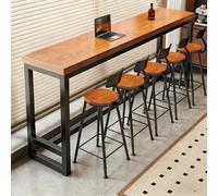 Tavolo alto da bar in stile industriale, tavolo da pub lungo e stretto in legno massello con struttura in metallo, tavolo da bar rustico per cucina, balcone(solo tavolo)(Cherry,160cm/62.9in)