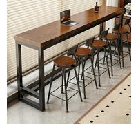 Tavolo alto da bar in stile industriale, tavolo da pub lungo e stretto in legno massello con struttura in metallo, tavolo da bar rustico per cucina, balcone(solo tavolo)(Dark walnut,180cm/70.8in)