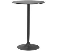 Tavolo Alto Da Bar Moderno Rotondo Con Base In Acciaio E Piano In Mdf, Ø70x102cm, Nero