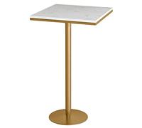 Tavolo alto da bar per tè al latte, elegante piano in marmo bianco e struttura in metallo, tavolo da pranzo alto 115 cm, elegante mobile per pub e bistrot