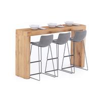 Tavolo Alto Evolution 180x40, Rovere Rustico con Due Gambe
