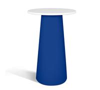 Tavolo alto in polietilene Mikò 2.0 Neutro piano in Wersalit ad alta resistenza Dimensioni 70x70x h106 cm piede piede blu top bianco latte blu