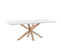 Tavolo Argo di melammina con finitura bianca e gambe in acciaio effetto legno 160 x 100 cm