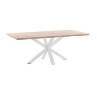Tavolo Argo di melammina con finitura naturale e gambe in acciaio con finitura bianca 200 x 100 cm