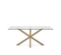Tavolo Argo in vetro e gambe in acciaio effetto legno 180 x 100 cm