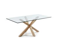 Tavolo Argo in vetro e gambe in acciaio effetto legno 200 x 100 cm