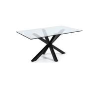 Tavolo Argo in vetro e gambe in acciaio finitura nera 180 x 100 cm
