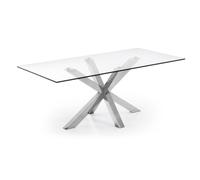 Tavolo Argo in vetro e gambe in acciaio inox 200 x 100 cm