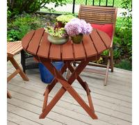 Tavolo Balcone Tavolo da Giardino Tavolino Eucalipto Legno Bistrot Braun D.45 CM