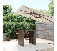 Tavolo Bar con Piano in Vetro Marrone 105x80x110 cm Polyrattan, Elegant Outdoor Bistro Table with Tempered Glass Weather-Resistant PE Rattan & Powder-Coated Steel Frame for Garden, Patio, Balcony