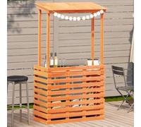 Tavolo Bar da Esterno con Tetto in Legno di Pino Massello 112, 5x57x195, 5 cm per Giardino Terrazza, Design Rustico con Ripiani Portaoggetti e Ombreggiatura, Ideale per Pranzi Famiglia e Amici