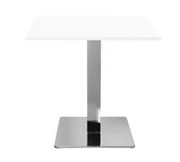 Tavolo bar pub ristorante 70x70 cm base argento e piano laminato Bianco Frassino