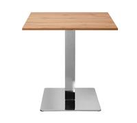 Tavolo bar pub ristorante 70x70 cm base argento e piano laminato Rovere H 75
