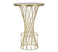 Tavolo bar Tower New, design slanciato Struttura dorata intrecciata dimensioni Ø 70x h103 cm ripiano nero telaio Oro oro