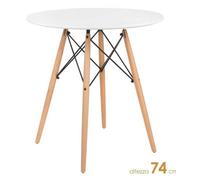 TAVOLO BIANCO TAVOLINO CAFFè NORDICO LEGNO SALOTTO MODERNO PIEDI LEGNO Ø8074