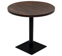 Tavolo Bistrot Rotondo MDF e Acciaio 80x75 cm Cenere Scura | Piano MDF con venature, gamba e base in acciaio, base 42x42 cm, spessore 3,5 cm, facile pulizia, assemblaggio semplice