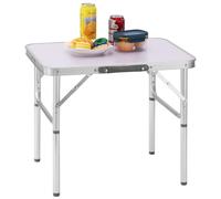 BAKAJI Tavolo Camper Campeggio Picnic Struttura Alluminio Piano in Formica Piedini regolabili in 2 Altezze 25/50cm Pieghevole a valigetta per spiaggia o giardino (60 x 45 x 50 cm)