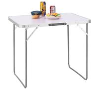 BAKAJI Tavolino Pieghevole da Campeggio Picnic, Struttura in Alluminio, Sistema Pieghevole con Maniglia per Trasporto Facilitato, Tavolo per Giardino e Pranzi Esterni, Dimensioni 60x80x68 (Bianco)