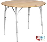 BRUNNER Tavolo Pieghevole per Esterni, da Picnic, da Campeggio, Giardino, terrazzo - in Alluminio, con Elegante ripiano in bambù - CAMPERKING R - Rotondo, Robusto con Portata Fino a 30 kg