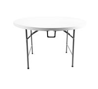Tavolo Catering Tondo Richiudibile Diametro 120 cm | Tavolo Pieghevole Bianco per Giardino, Balcone, Campeggio | Tavolo Rotondo Ø120 cm
